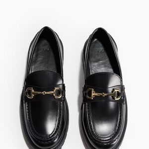 H&M Black Loafers with Gold Accent